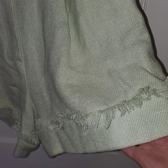 Linen hi waist cuffed shorts boho preppy mint sz s NWT - Picture 3 of 9